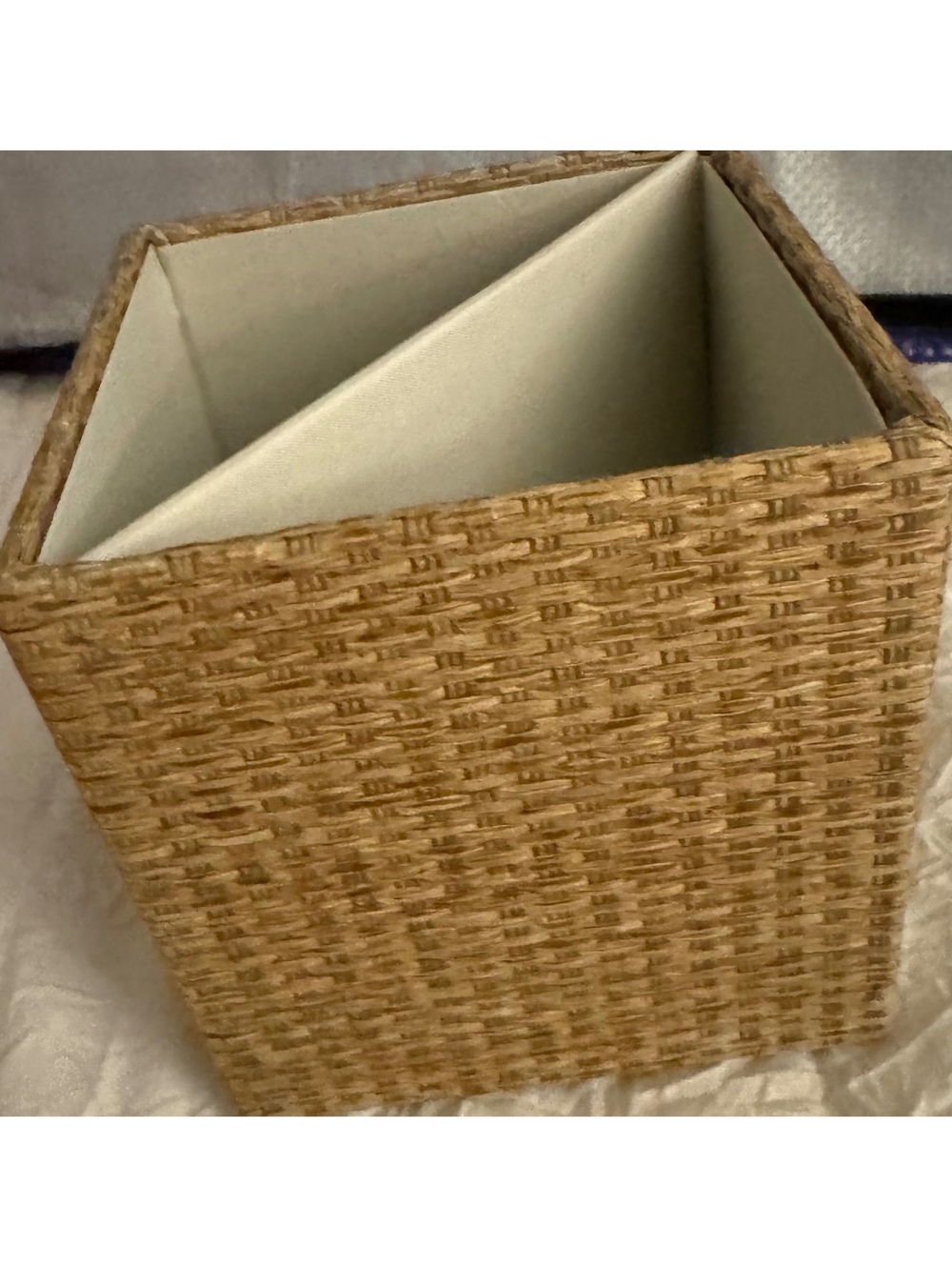 Threshold Brown Woven Pencil Holder with Divided Compartments, 3.75x3.75x4 in